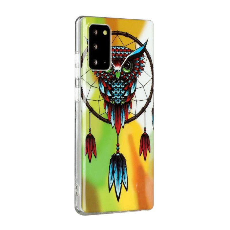 Etui Samsung Galaxy Note 20 Fluorescencyjny Łapacz Snów Sowy Etui Ochronne