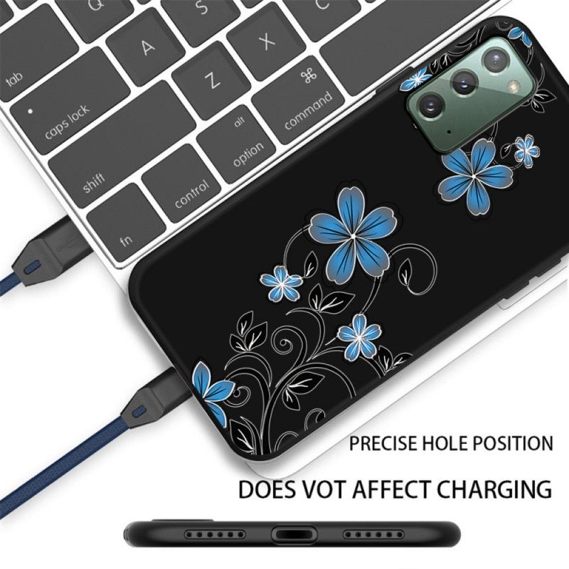 Etui Samsung Galaxy Note 20 Niebieskie Kwiaty Etui Ochronne