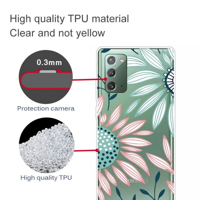 Etui Samsung Galaxy Note 20 Przezroczysty Kwiat Etui Ochronne