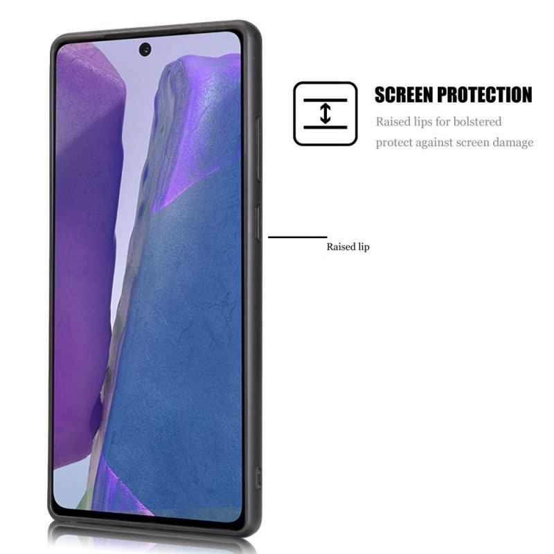 Etui Samsung Galaxy Note 20 Szary Czarny Elegancki Efekt Skóry