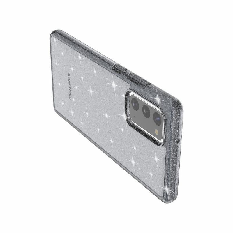 Etui Samsung Galaxy Note 20 Szary Czarny Proszek Brokatowy