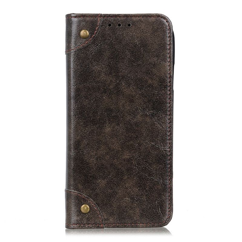 Flip Kotelot Samsung Galaxy Note 20 Granatowy Czarny Etui na Telefon Nity Z Dwoiny W Stylu Vintage