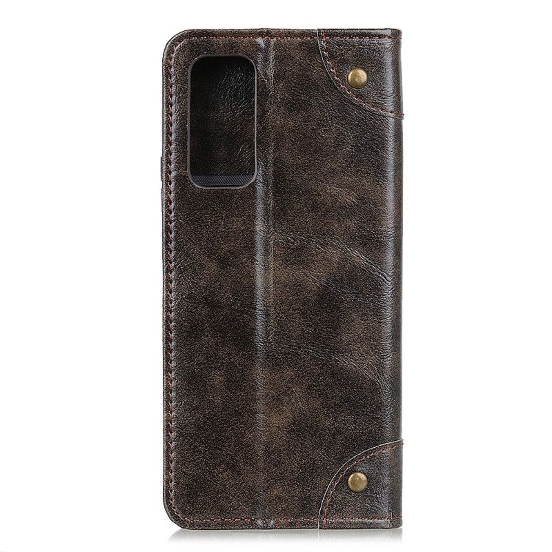 Flip Kotelot Samsung Galaxy Note 20 Granatowy Czarny Etui na Telefon Nity Z Dwoiny W Stylu Vintage