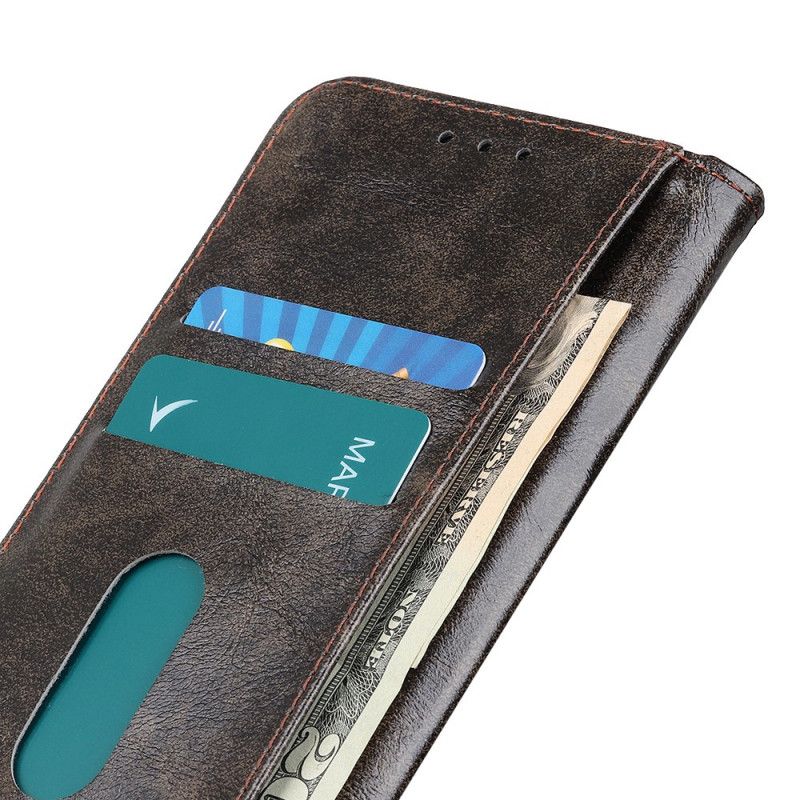 Flip Kotelot Samsung Galaxy Note 20 Granatowy Czarny Etui na Telefon Nity Z Dwoiny W Stylu Vintage