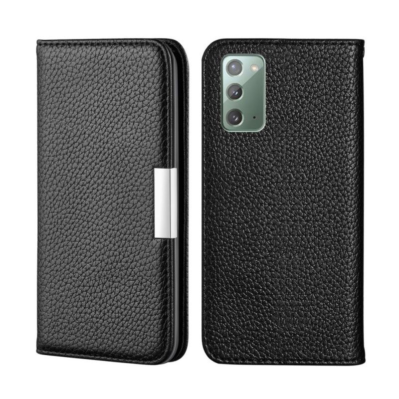 Flip Kotelot Samsung Galaxy Note 20 Szary Czarny Ultra Elegancka Imitacja Skóry Liczi Etui Ochronne