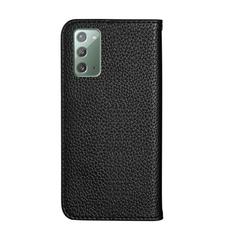 Flip Kotelot Samsung Galaxy Note 20 Szary Czarny Ultra Elegancka Imitacja Skóry Liczi Etui Ochronne