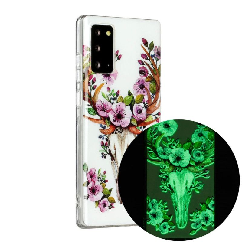 Futerały Samsung Galaxy Note 20 Etui na Telefon Fluorescencyjny Łoś Kwitnący