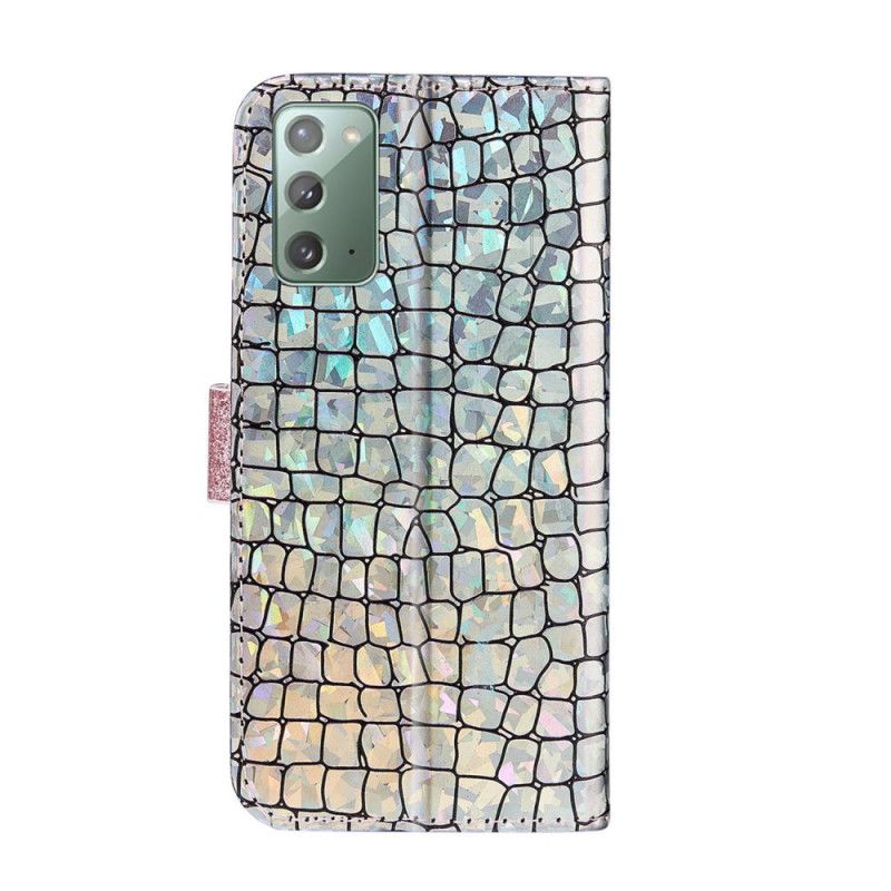 Obudowa Samsung Galaxy Note 20 Jasnoniebieski Zielony Diamenty Krokodyla