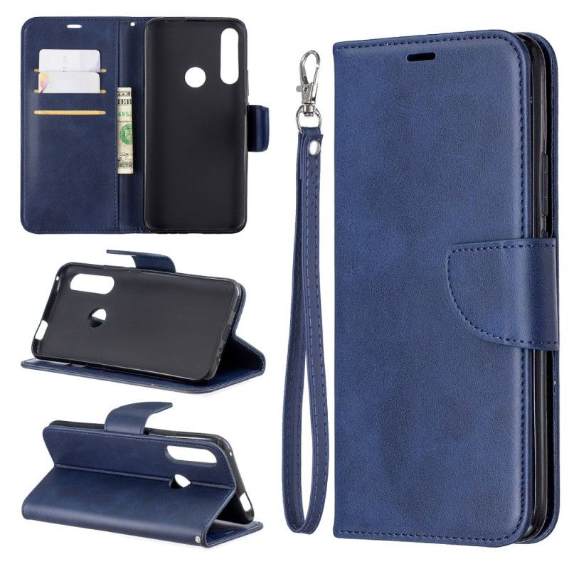 Etui Folio Huawei P Smart Z Czerwony Czarny Efekt Skóry Premium Z Paskiem Etui Ochronne