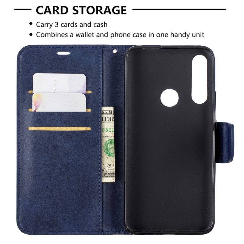 Etui Folio Huawei P Smart Z Czerwony Czarny Efekt Skóry Premium Z Paskiem Etui Ochronne