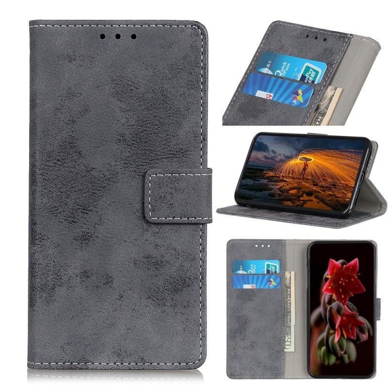 Etui Folio Huawei P Smart Z Granatowy Szary Efekt Skóry W Stylu Vintage Etui Ochronne