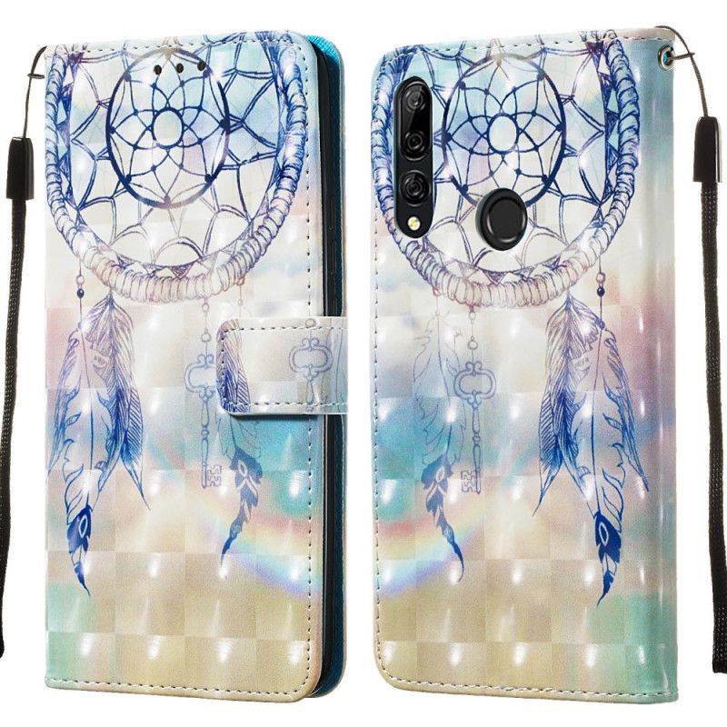 Etui Folio Huawei P Smart Z Jasnoniebieski Czerwony Łapacz Snów Akwarela Etui Ochronne