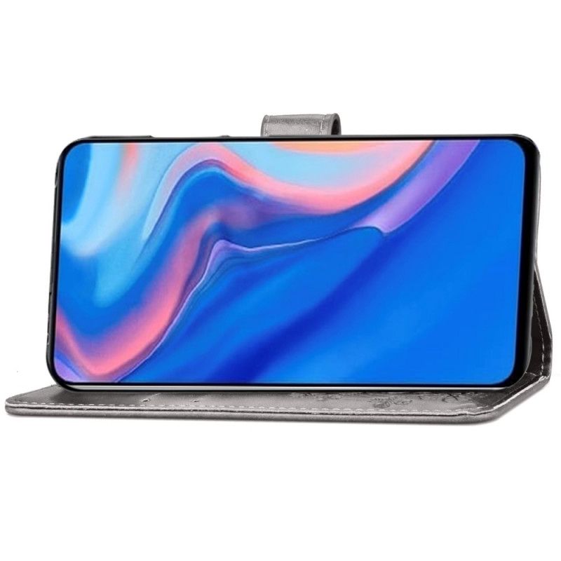 Etui Folio Huawei P Smart Z Magenta Szary Książę W Kapeluszu Z Kwiatowym Nadrukiem Etui Ochronne