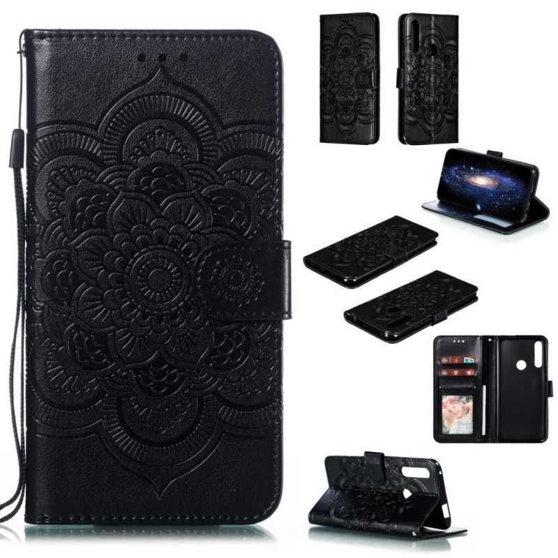 Etui Folio Huawei P Smart Z Szary Czarny Cała Mandala Ze Stringami Etui Ochronne