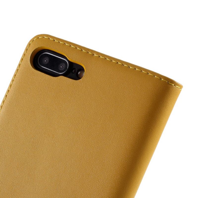 Etui Folio iPhone 7 Plus / 8 Plus Biały Czarny Skóra Naturalna W Kolorze Etui Ochronne