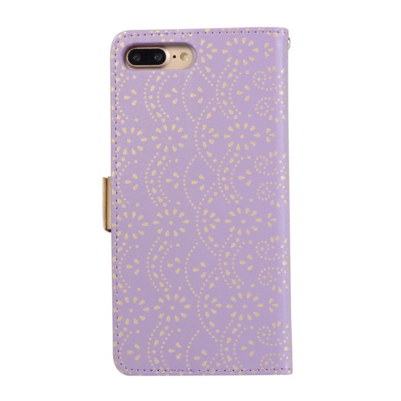 Etui Folio iPhone 7 Plus / 8 Plus Magenta Czarny Koronkowa Torebka Typu Stringi