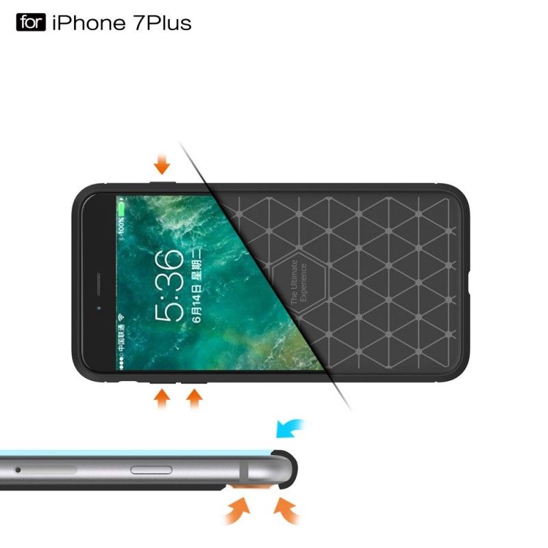 Etui iPhone 7 Plus / 8 Plus Czerwony Czarny Ultra Szczotkowane Włókno Węglowe Etui Ochronne