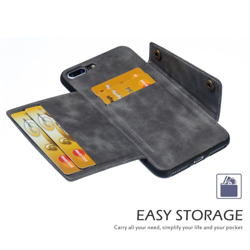 Etui iPhone 7 Plus / 8 Plus Szary Czarny Portfel Zatrzaskowy