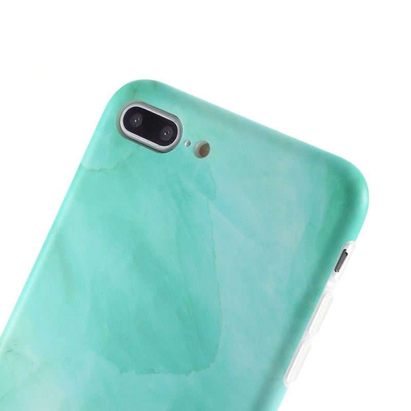 Etui iPhone 7 Plus / 8 Plus Zielony Różowy Efekt Marmuru Silikonowego Etui Ochronne