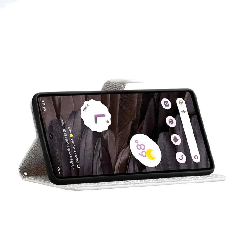 Etui Folio Do Google Pixel 8a Niebieskie Kwiaty I Motyle Z Paskiem