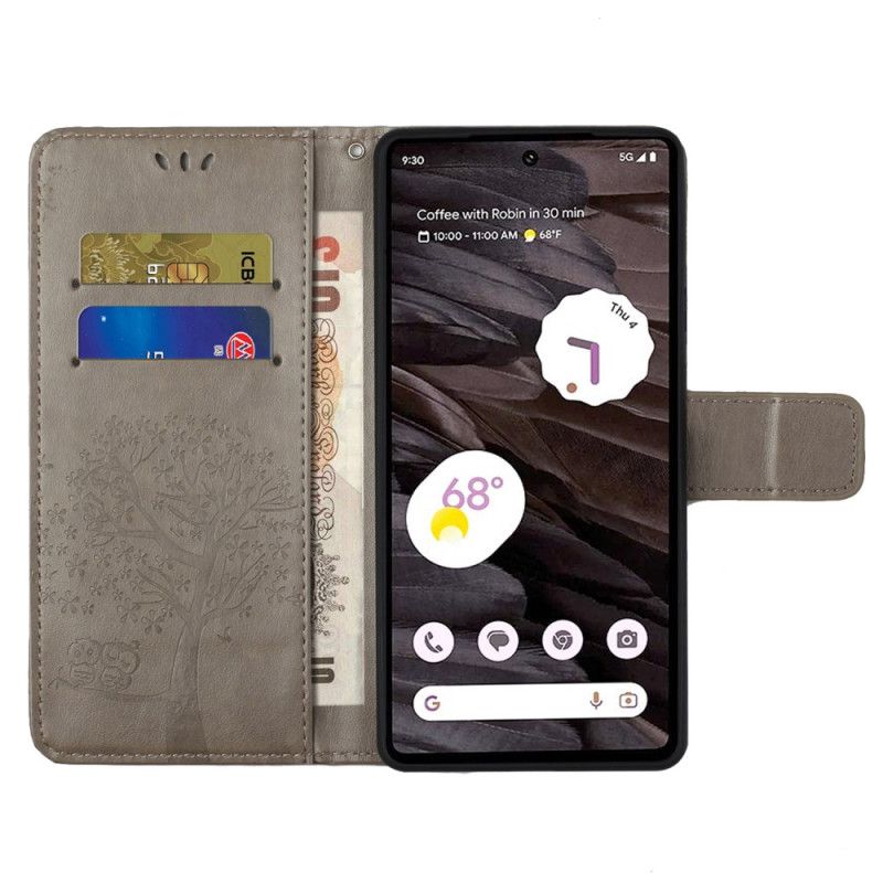 Etui Folio Do Google Pixel 8a Sowa I Drzewo Na Smyczy