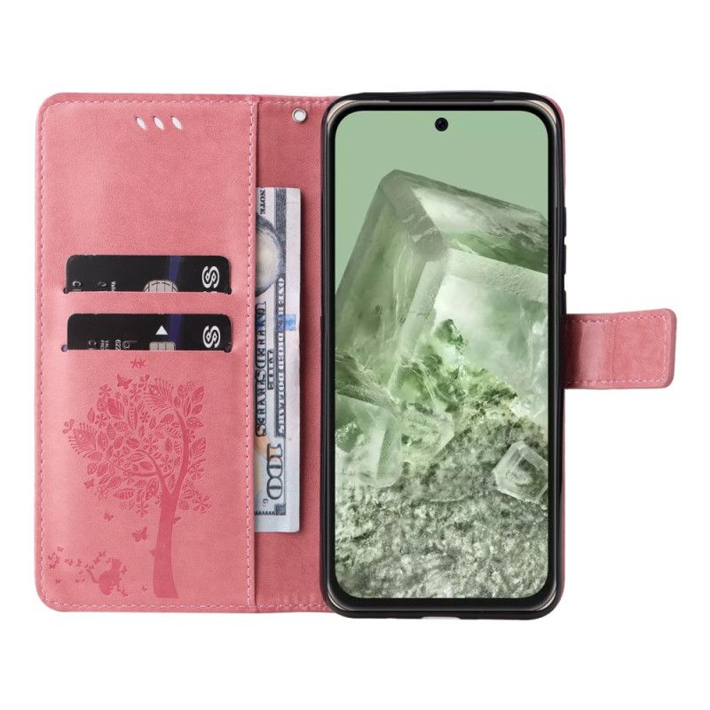 Etui Folio Google Pixel 8a Drzewko Dla Kota I Smyczy Etui Ochronne