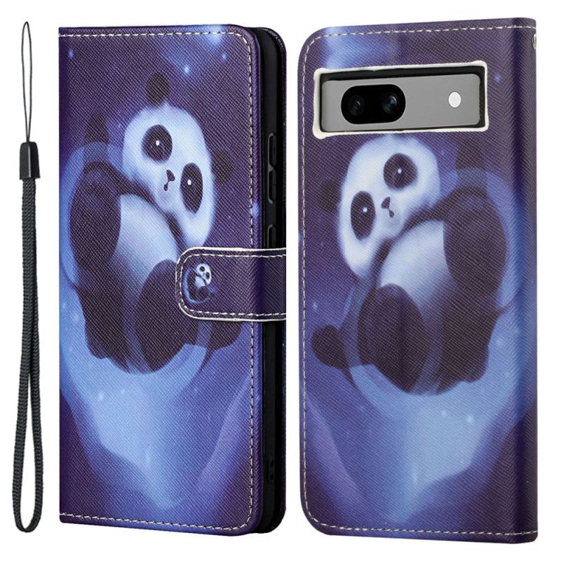 Etui Folio Google Pixel 8a Kosmiczna Panda Z Paskiem