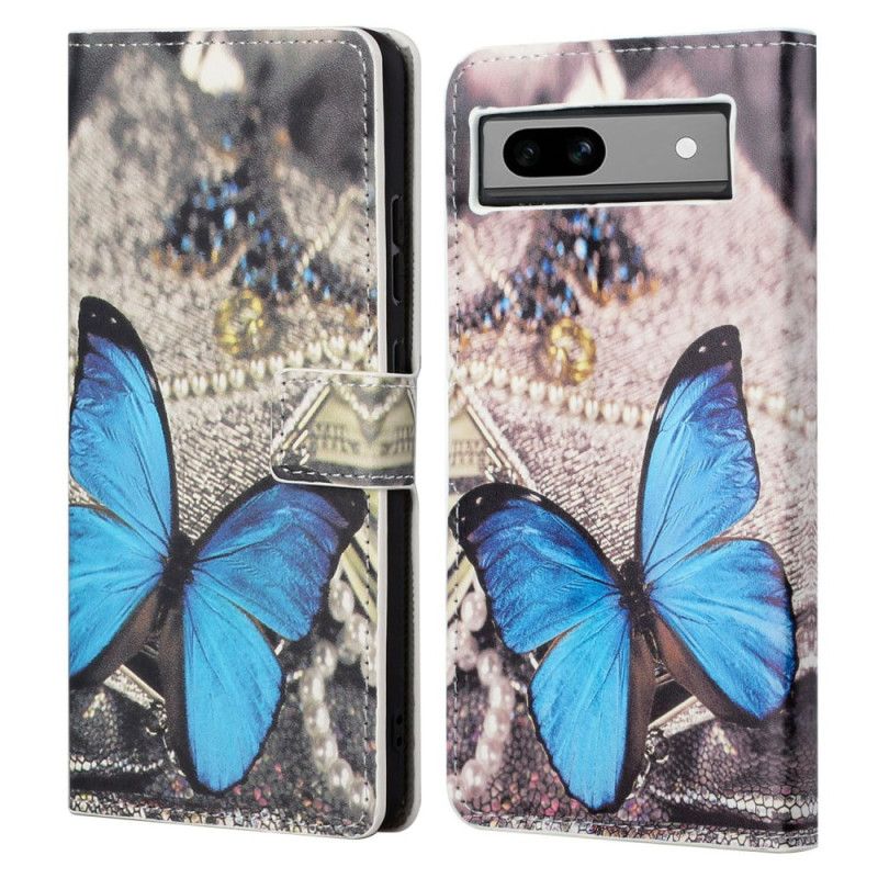 Etui Folio Google Pixel 8a Niebieski Motyl Etui Ochronne