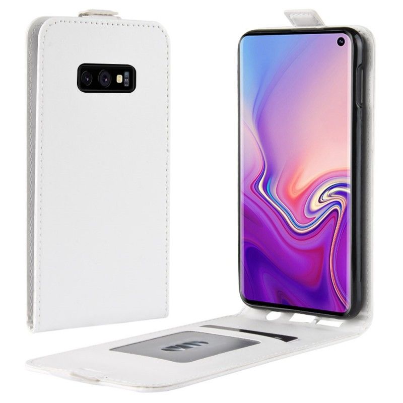 Etui Folio Samsung Galaxy S10e Biały Czarny Efekt Składanej Skóry