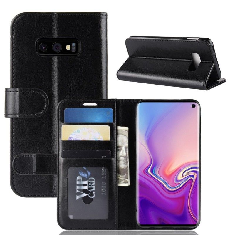 Etui Folio Samsung Galaxy S10e Biały Czarny Ultra Sztuczna Skóra