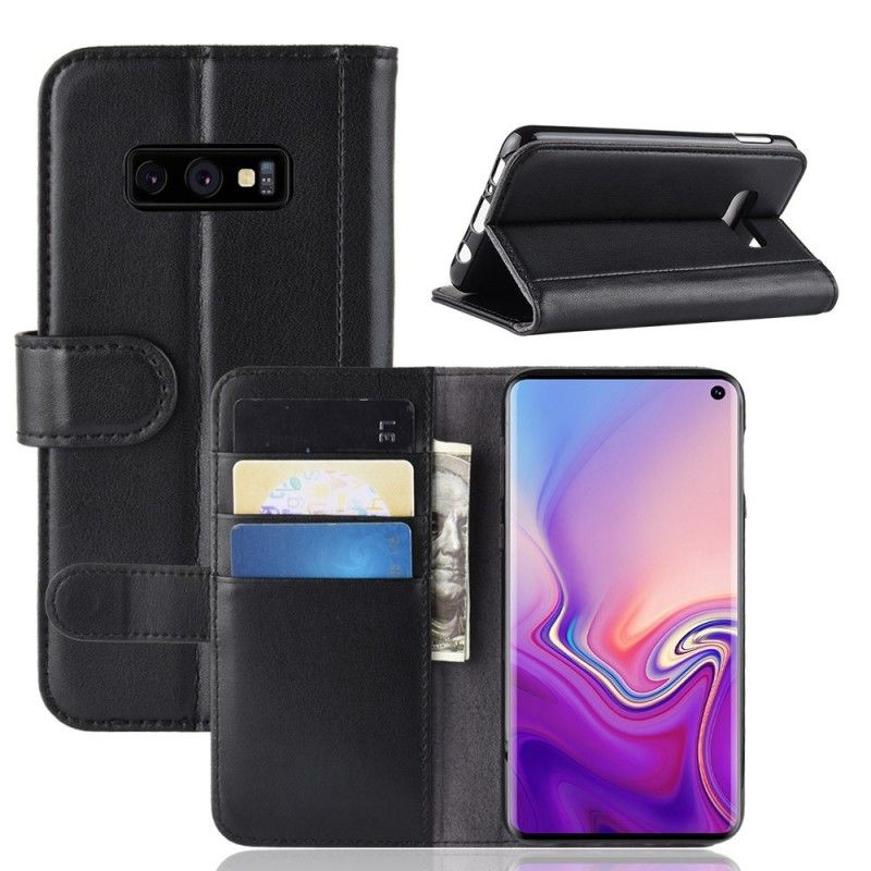 Etui Folio Samsung Galaxy S10e Brązowy Czarny Dwoina Skórzana Etui Ochronne