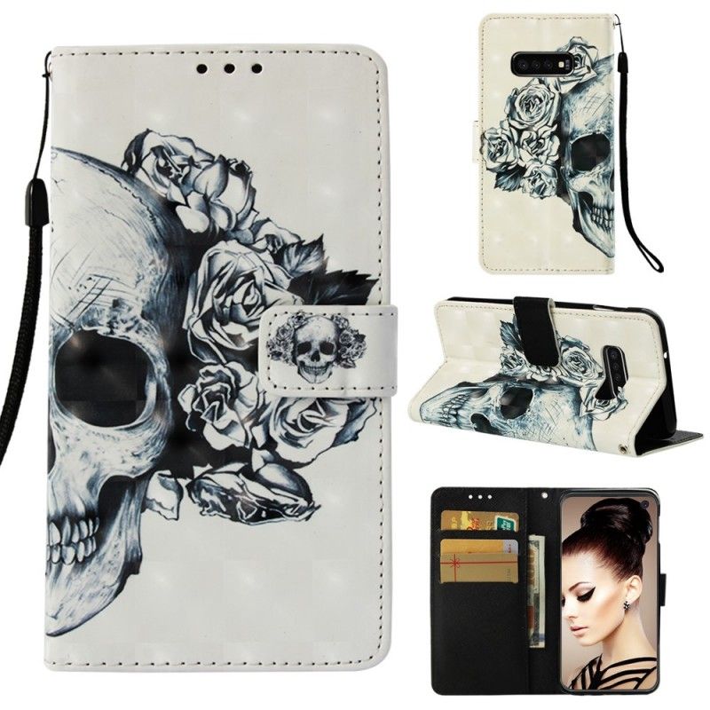 Etui Folio Samsung Galaxy S10e Kwiecista Czaszka Etui Ochronne