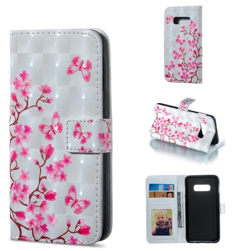 Etui Folio Samsung Galaxy S10e Motyle I Kwiaty Tapicerowane