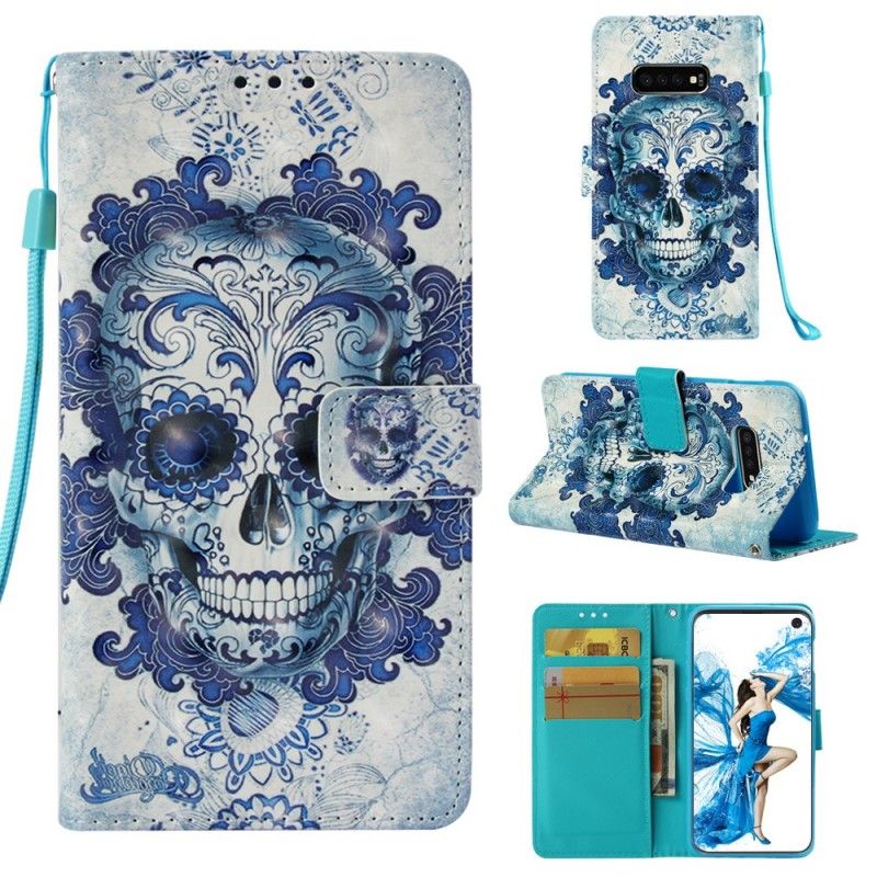 Etui Folio Samsung Galaxy S10e Niebieska Czaszka