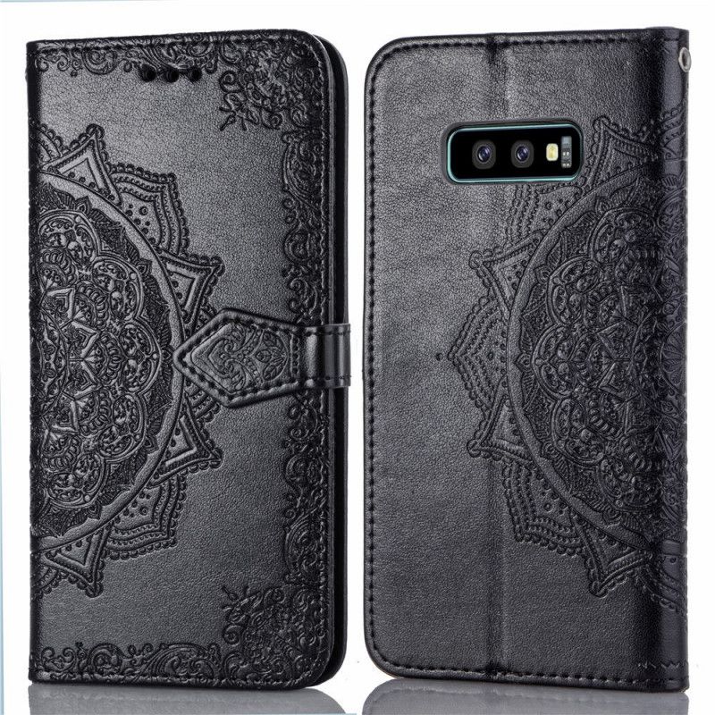 Etui Folio Samsung Galaxy S10e Szary Czarny Mandala W Średnim Wieku Etui Ochronne