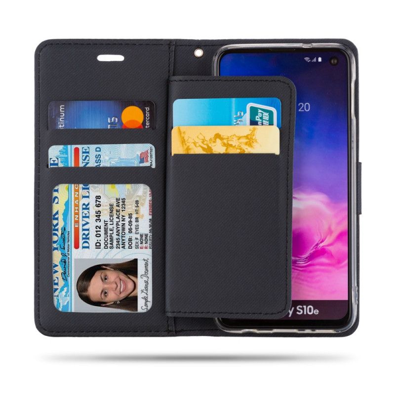 Etui Folio Samsung Galaxy S10e Turkusowy Imitacja Skóry Z Rykiem Liczi