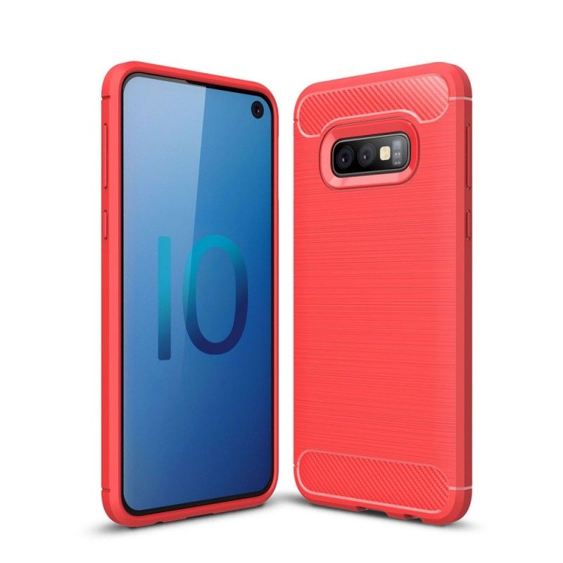 Etui Samsung Galaxy S10e Czerwony Czarny Szczotkowane Włókno Węglowe