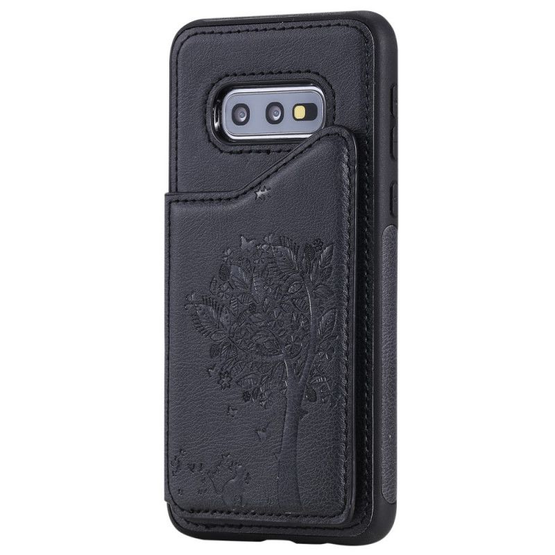 Etui Samsung Galaxy S10e Fioletowy Etui Na Karty Z Nadrukiem Kota Etui Ochronne