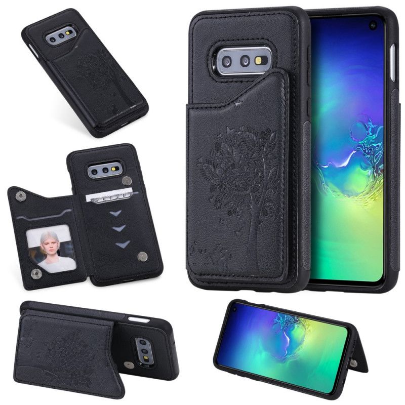 Etui Samsung Galaxy S10e Fioletowy Etui Na Karty Z Nadrukiem Kota Etui Ochronne