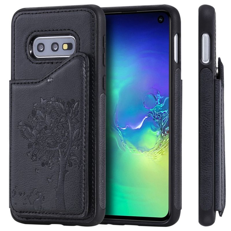 Etui Samsung Galaxy S10e Fioletowy Etui Na Karty Z Nadrukiem Kota Etui Ochronne