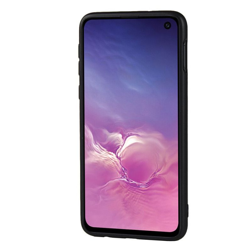 Etui Samsung Galaxy S10e Granatowy Czerwony Podwójne Etui Na Karty O Fakturze Skóry