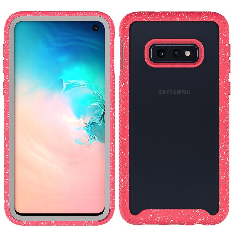 Etui Samsung Galaxy S10e Różowy Biały Brokatowa Konstrukcja Krawędzi