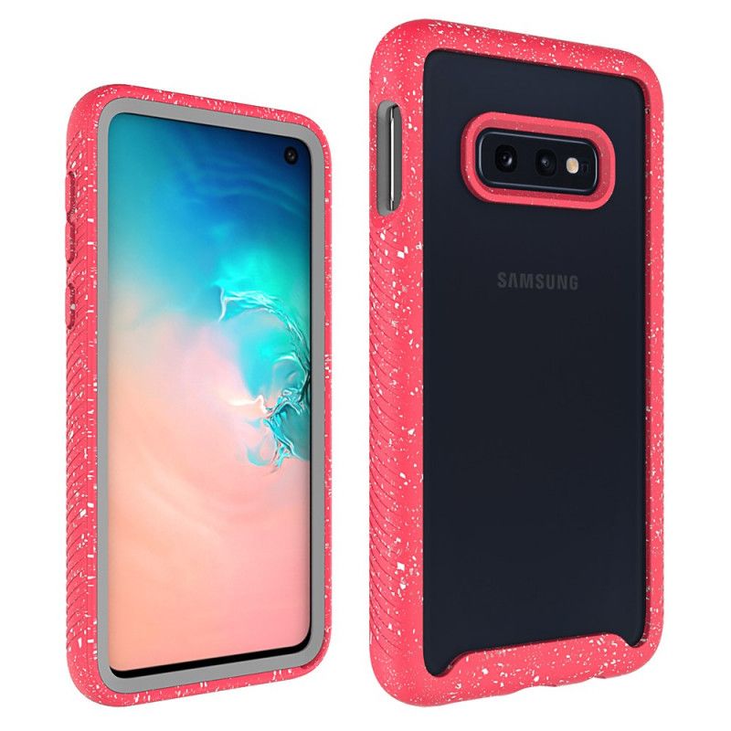 Etui Samsung Galaxy S10e Różowy Biały Brokatowa Konstrukcja Krawędzi