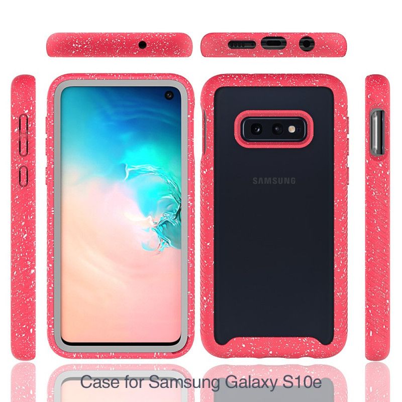 Etui Samsung Galaxy S10e Różowy Biały Brokatowa Konstrukcja Krawędzi