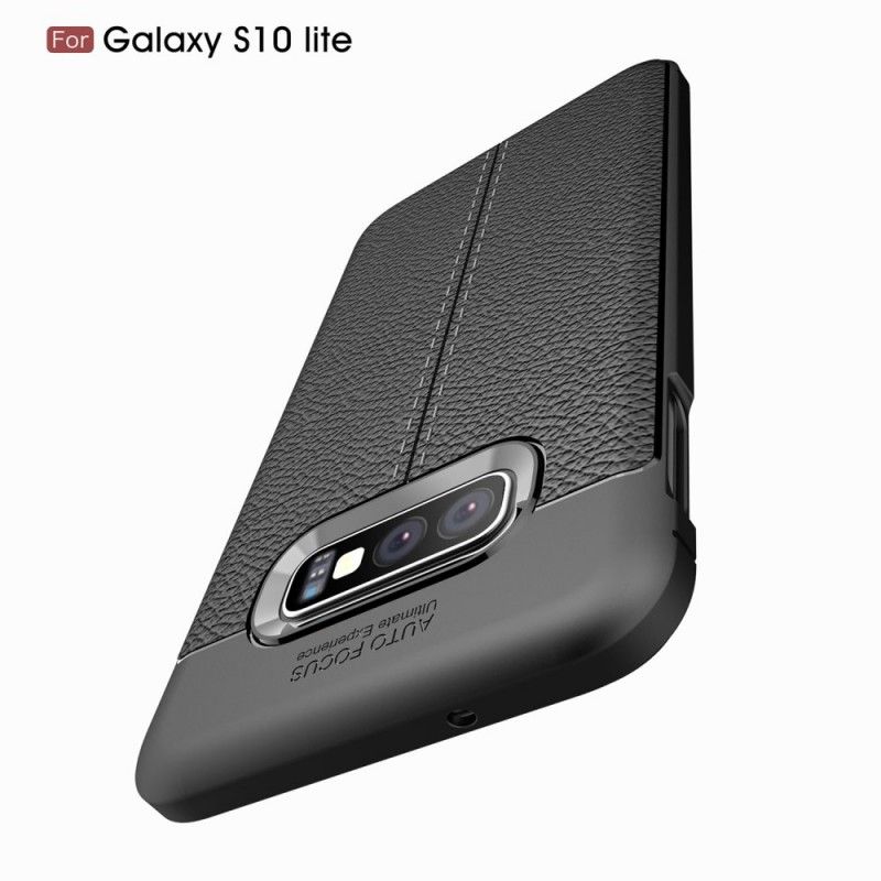 Etui Samsung Galaxy S10e Szary Czarny Efekt Skóry Z Podwójną Linią Liczi