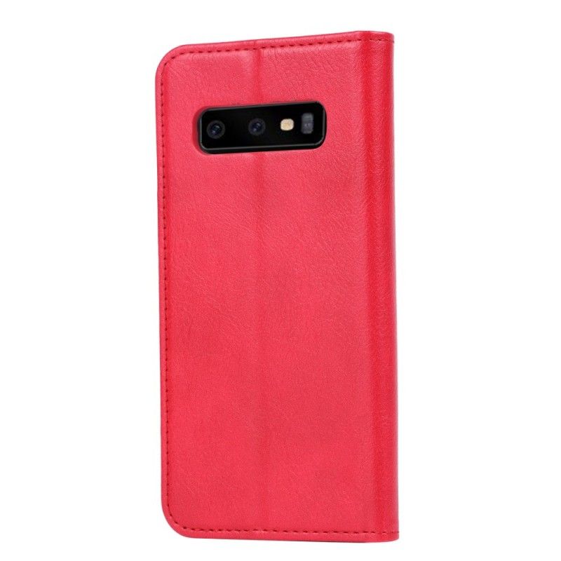 Flip Kotelot Samsung Galaxy S10e Czerwony Czarny Etui Na Karty Ze Sztucznej Skóry