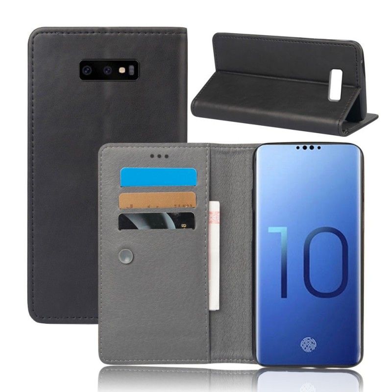 Flip Kotelot Samsung Galaxy S10e Czerwony Elegancki Efekt Skóry Etui Ochronne