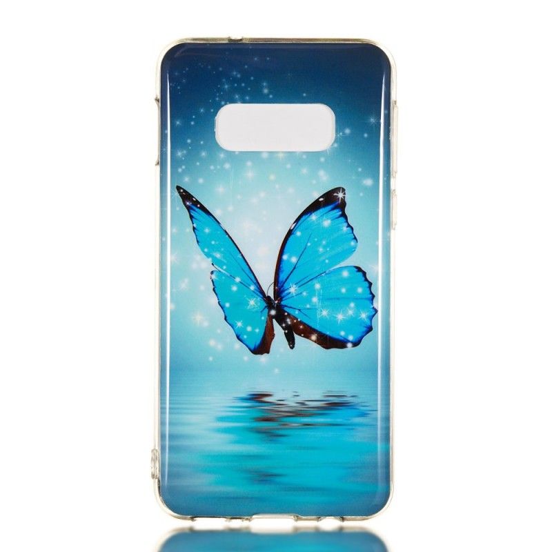 Futerały Samsung Galaxy S10e Etui na Telefon Fluorescencyjny Niebieski Motyl