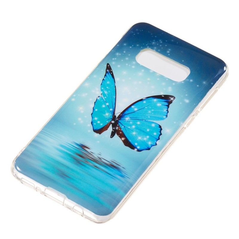 Futerały Samsung Galaxy S10e Etui na Telefon Fluorescencyjny Niebieski Motyl