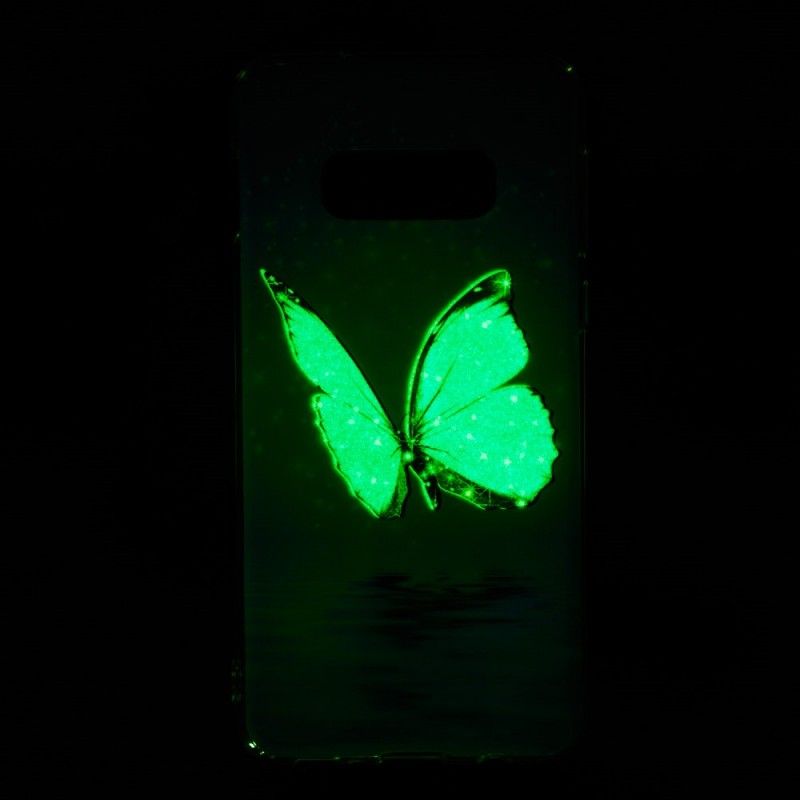 Futerały Samsung Galaxy S10e Etui na Telefon Fluorescencyjny Niebieski Motyl